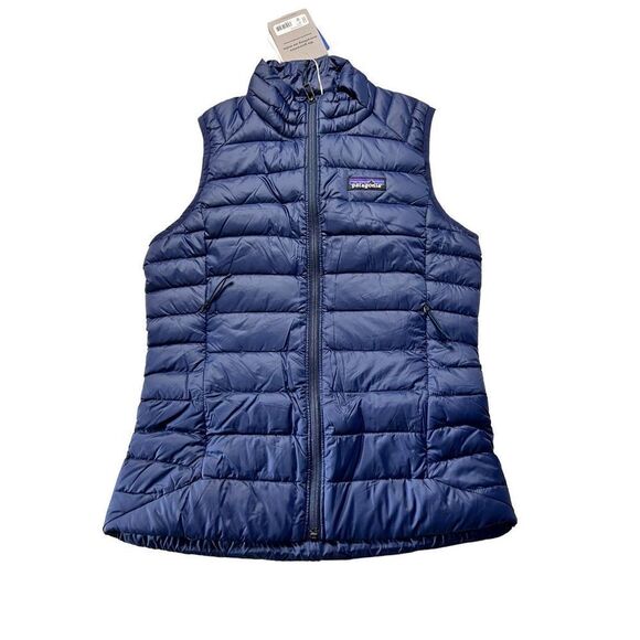 Patagonia Women's Navy Blue Full Zip Puffer Down Sweater Vest 2XS NWT - Picture 1 of 7